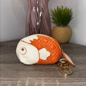 Whimsical Fish Coin Pouch - Orange & White
